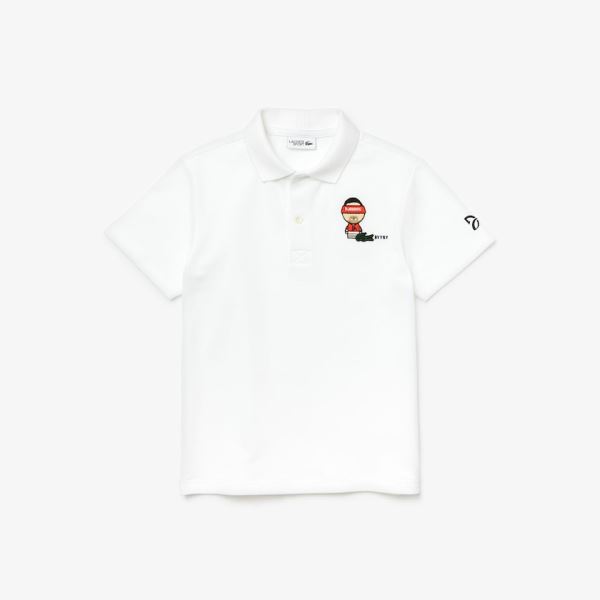 Lacoste SPORT Collab Youssef Sy Embroidered Piqué Polo - Polo Dětské Bílé / Tmavě Blankyt Blankyt |